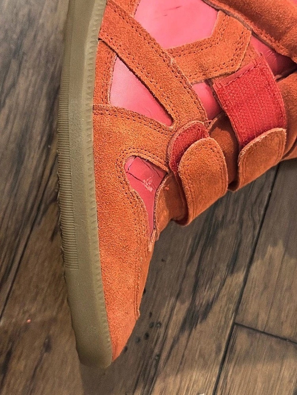 Isabel Marant Bekett Wedge Sneakers Orange & Pink EU 39 - Picture 7 of 9